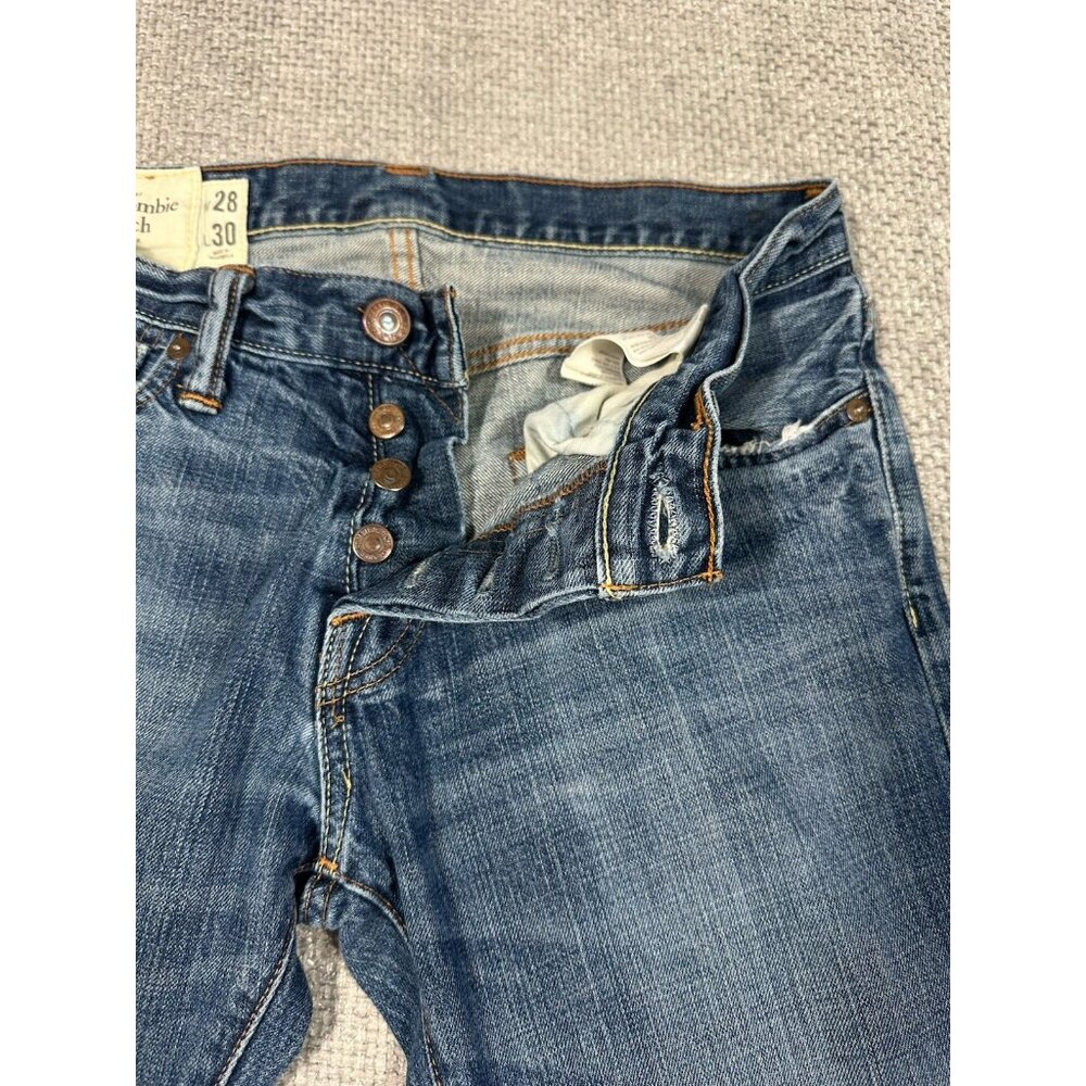 Abercrombie & Fitch Jeans Mens 28x31 Blue Remsen Low Rise Slim Straight Read‎ - Picture 5 of 16
